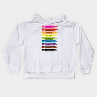 Bright colour crayons pencils. Color names Kids Hoodie